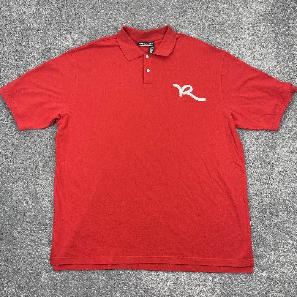Rocawear Shirt Mens 2XL Red Polo Short Sleeve Collared Y2K Vintage